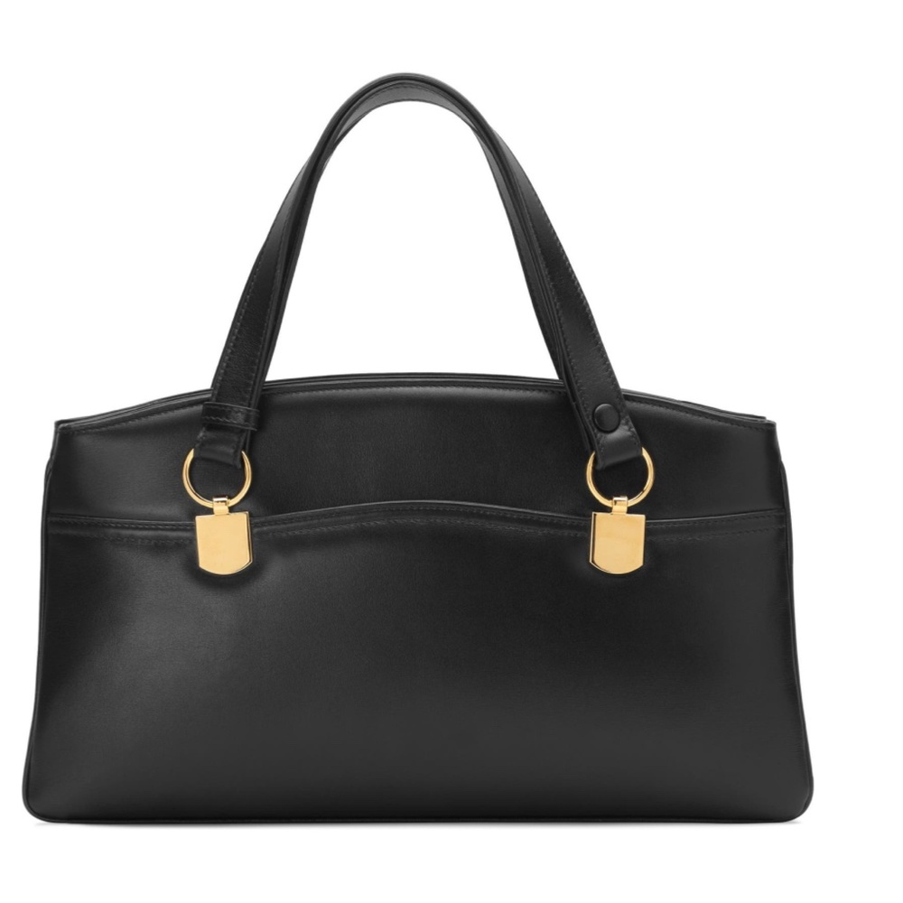 New Authentic Gucci Large GG Leather Top Handle Bag Black Gold - Picture 4 of 15